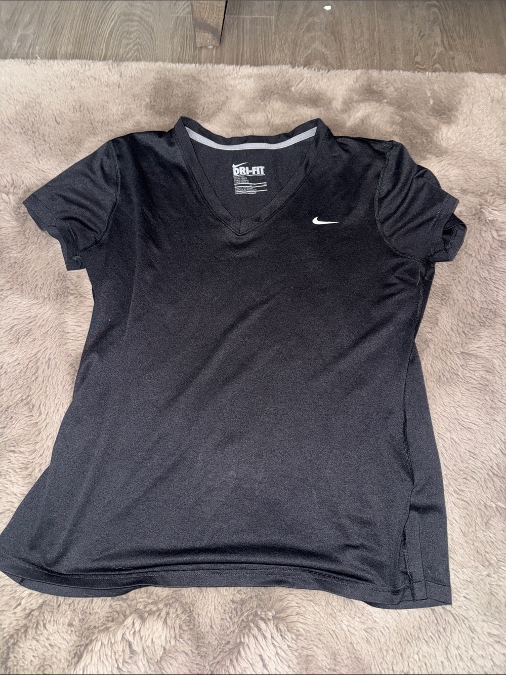 Nike Black Dri-FIT V-Neck Performance Tee with White Swoosh
